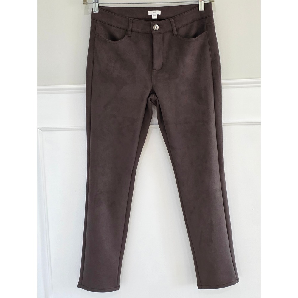 J. Jill Wearever Faux Suede Slim Leg Pants Espresso Brown‎ Womens Size 8